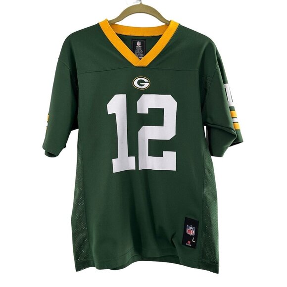 Green Bay Packers Aaron Rodgers Youth Jersey Large 14/16 Green & Yellow NFL Team - Picture 1 of 10